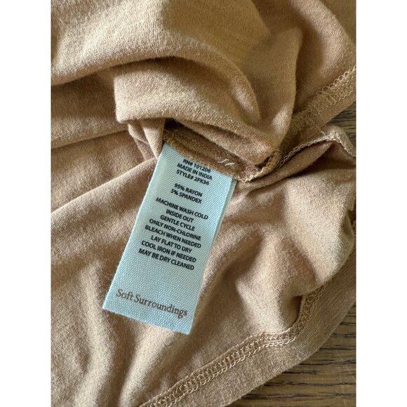 Soft Surroundings Womens Top M Tan 3/4 Sleeve Tunic Rayon/Spandex Blend - Picture 4 of 6